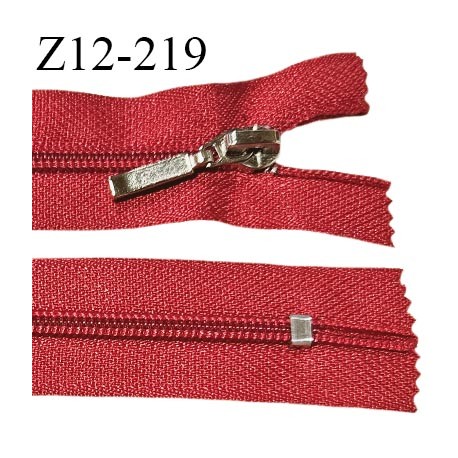 Fermeture zip 12 cm non séparable couleur rouge longueur 12 cm largeur 2.7 cm glissière nylon curseur métal