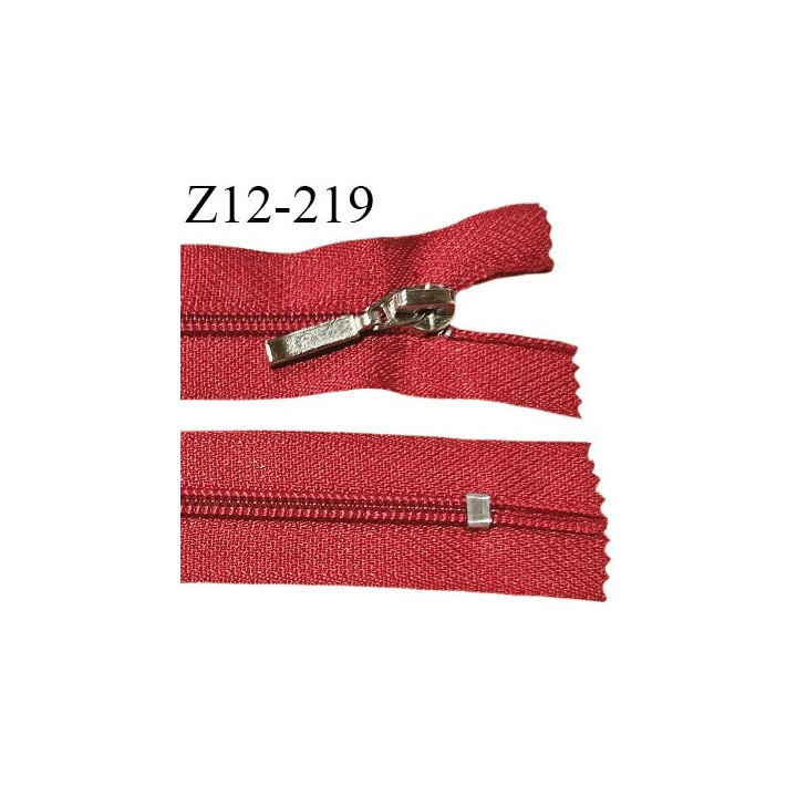 Fermeture zip 12 cm non séparable couleur rouge longueur 12 cm largeur 2.7 cm glissière nylon curseur métal