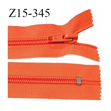 Fermeture zip 15 cm couleur orange fluo non séparable largeur 3.4 cm glissière nylon largeur 5 mm longueur 15 cm prix à l'unité