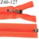 Fermeture zip 40 cm séparable couleur orange fluo largeur 32 mm zip glissière nylon largeur 6.5 mm longueur 40 cm prix à l'unité