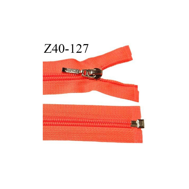 Fermeture zip 40 cm séparable couleur orange fluo largeur 32 mm zip glissière nylon largeur 6.5 mm longueur 40 cm prix à l'unité