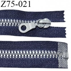 Fermeture zip 75 cm séparable couleur bleu zip glissière couleur gris largeur 6 mm longueur 75 cm largeur 32 mm prix à l'unité