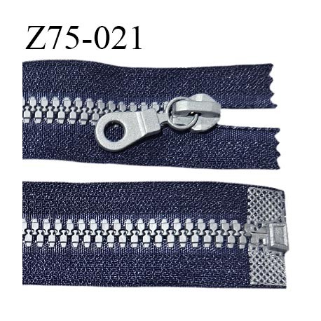 Fermeture zip 75 cm séparable couleur bleu zip glissière couleur gris largeur 6 mm longueur 75 cm largeur 32 mm prix à l'unité