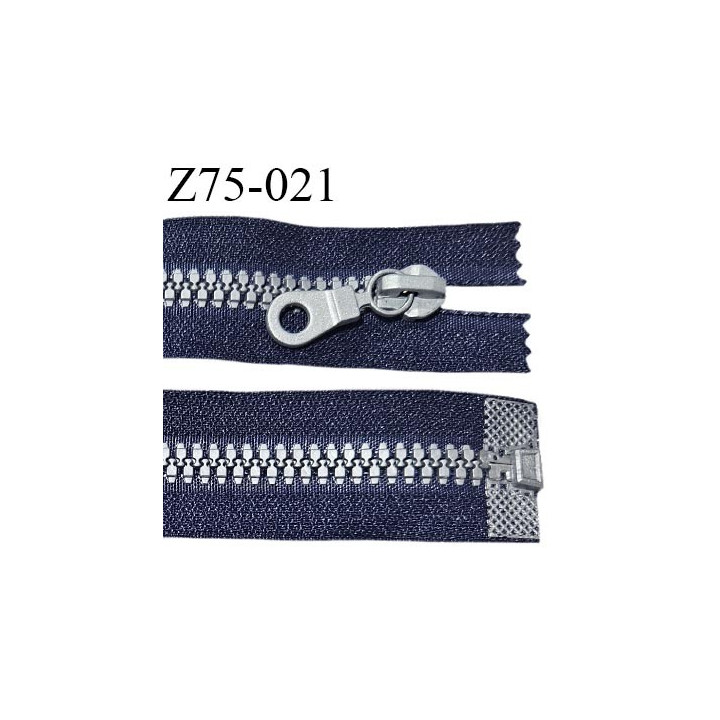 Fermeture zip 75 cm séparable couleur bleu zip glissière couleur gris largeur 6 mm longueur 75 cm largeur 32 mm prix à l'unité
