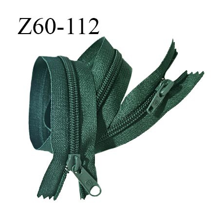 Fermeture zip 60 cm couleur vert double curseur longueur 60 cm largeur 3.2 cm zip moulée largeur 7 mm prix à l'unité