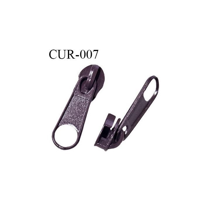 Curseur en métal couleur prune pour glissière de 6 mm prix à la pièce