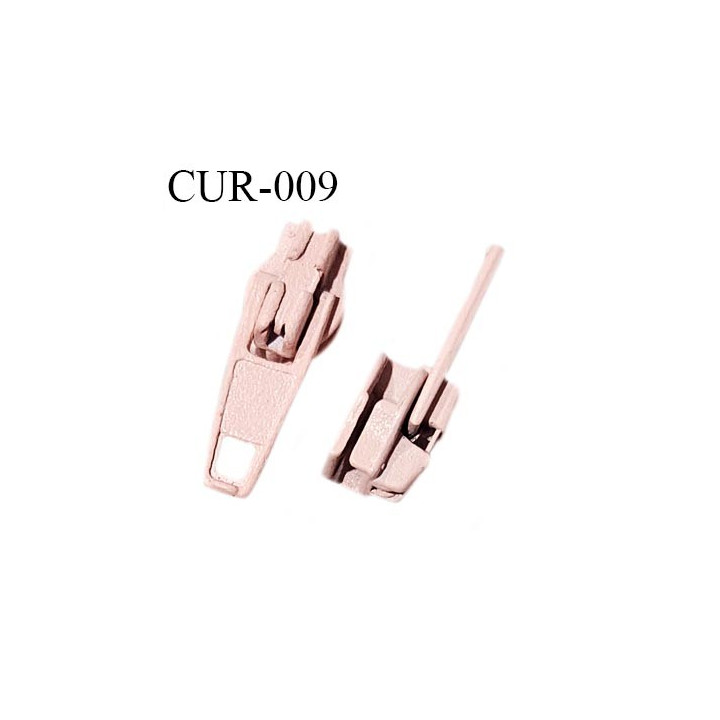 Curseur en métal couleur rose saumon pour glissière de 3 mm prix à la pièce