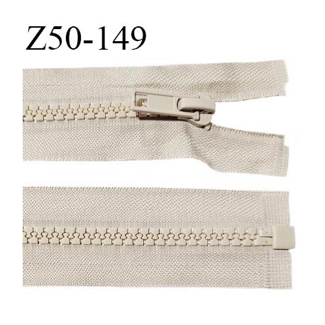 Fermeture zip 50 cm séparable haut de gamme couleur beige largeur 2.7 cm zip nylon longueur 50 cm largeur 5 mm prix à la pièce
