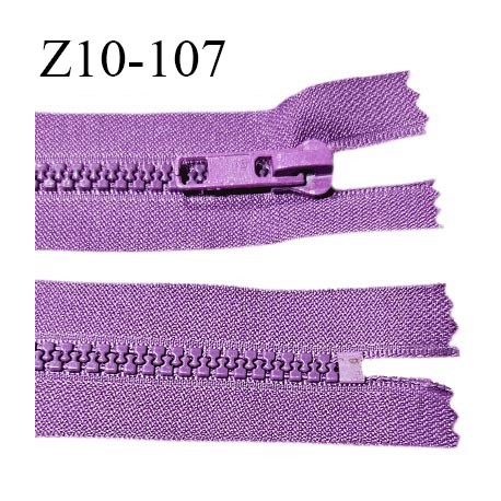 Fermeture zip moulée 10 cm non séparable couleur violet largeur 3.2 cm zip 10 cm largeur 6 mm prix au mètre