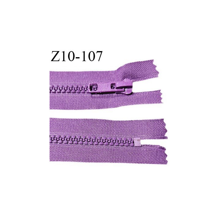 Fermeture zip moulée 10 cm non séparable couleur violet largeur 3.2 cm zip 10 cm largeur 6 mm prix au mètre