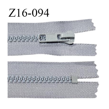 Fermeture zip moulée 17 cm non séparable couleur gris largeur 3.2 cm zip nylon 17 cm largeur 5 mm prix au mètre