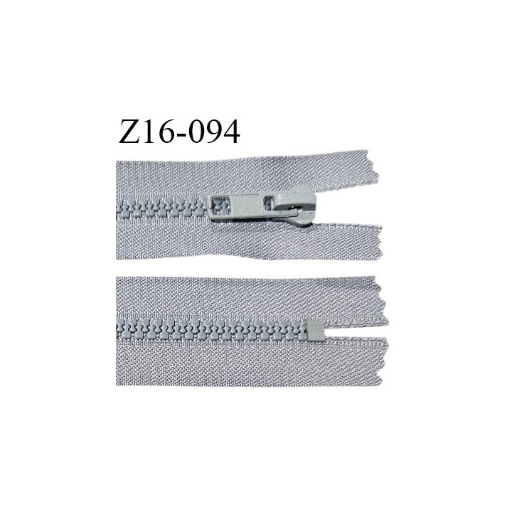 Fermeture zip moulée 17 cm non séparable couleur gris largeur 3.2 cm zip nylon 17 cm largeur 5 mm prix au mètre