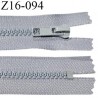 Fermeture zip moulée 17 cm non séparable couleur gris largeur 3.2 cm zip nylon 17 cm largeur 5 mm prix au mètre