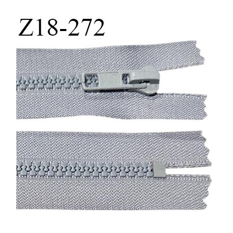 Fermeture zip moulée 18 cm non séparable couleur gris largeur 3.2 cm zip nylon 18 cm largeur 5.5 mm prix au mètre