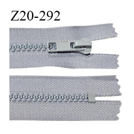 Fermeture zip moulée 19 cm non séparable couleur gris largeur 3.2 cm zip nylon 19 cm largeur 5.5 mm prix au mètre