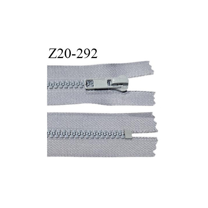 Fermeture zip moulée 19 cm non séparable couleur gris largeur 3.2 cm zip nylon 19 cm largeur 5.5 mm prix au mètre