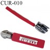 Curseur en métal 6 mm couleur argent pour glissière de 6 mm avec tirette silicone rouge inscription Pirelli prix à la pièce