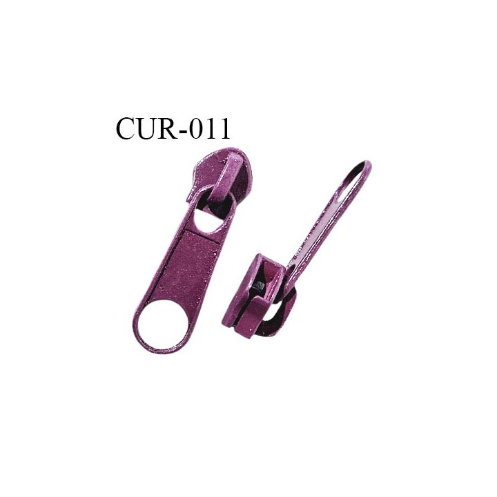 Curseur en métal couleur violet pour glissière de 6 mm prix à la pièce