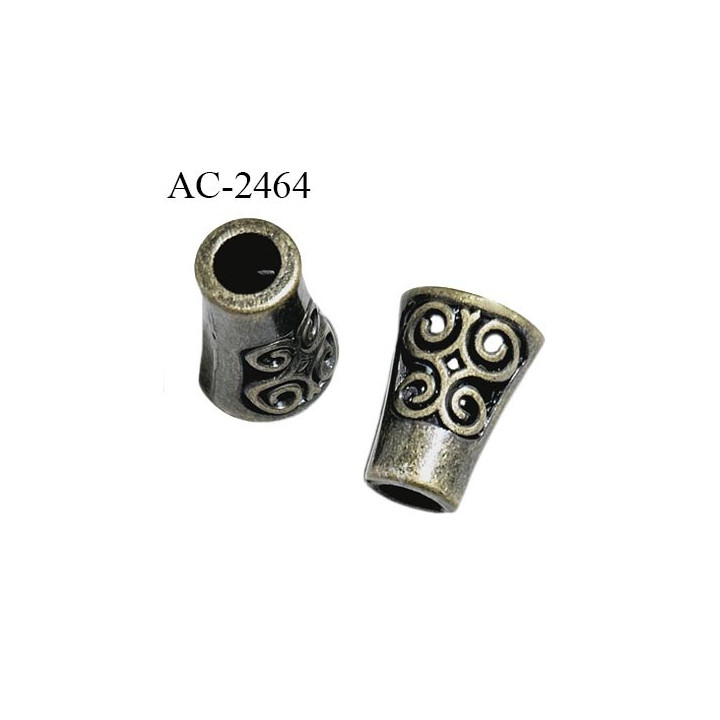 Stop cordon perle en pvc couleur laiton doré vieilli longueur 13 mm diamètre intérieur 4 mm prix à la pièce