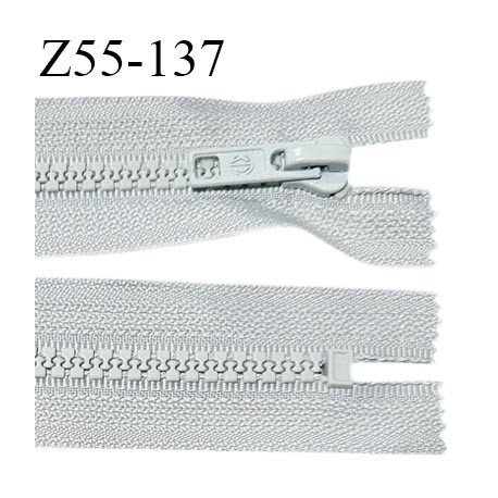 Fermeture zip moulée 55 cm couleur gris clair longueur 55 cm largeur 3.2 cm zip moulée largeur 6 mm prix à l'unité