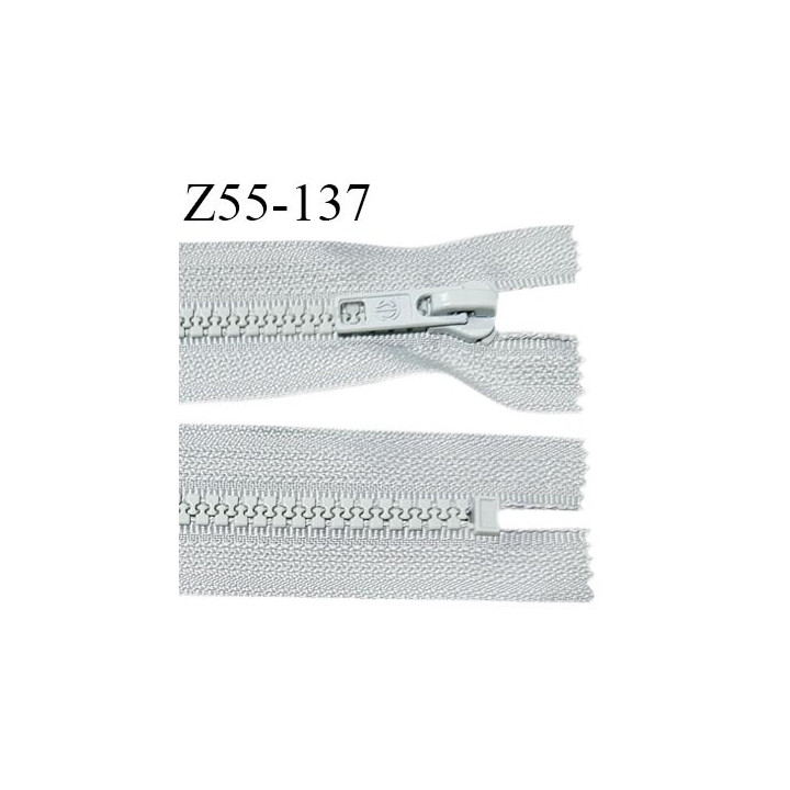 Fermeture zip moulée 55 cm couleur gris clair longueur 55 cm largeur 3.2 cm zip moulée largeur 6 mm prix à l'unité