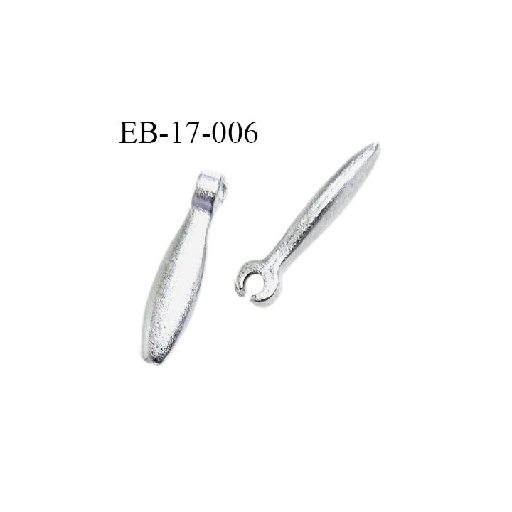 Tirette métal couleur argent hauteur 17 mm épaisseur 2.5 mm prix à la pièce
