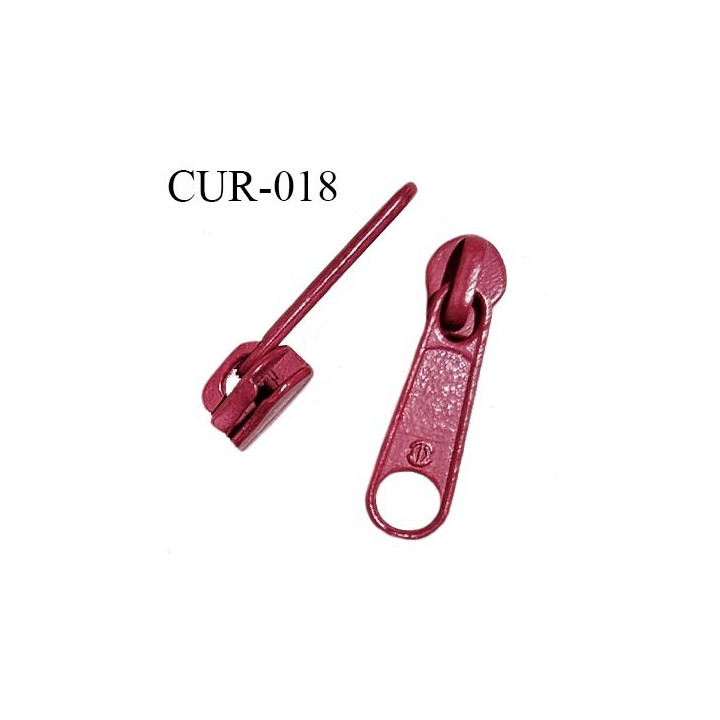 Curseur en métal couleur rouge foncé pour glissière de 3 mm prix à la pièce