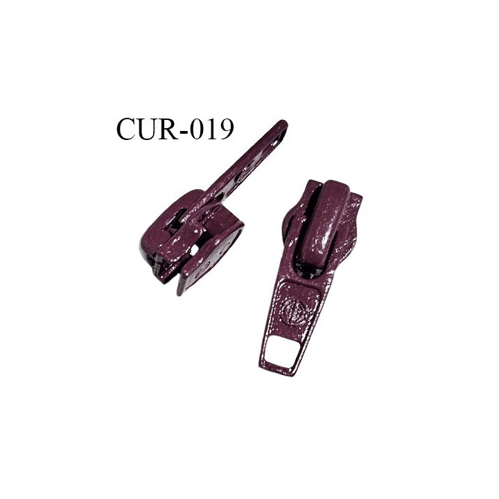 Curseur en métal couleur prune pour glissière de 6 mm prix à la pièce