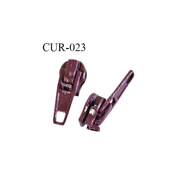 Curseur en métal 3 mm couleur prune pour glissière de 3 mm prix à la pièce