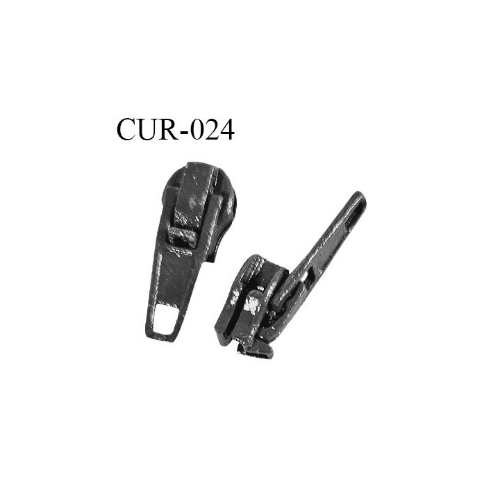 Curseur en métal 4 mm couleur gris foncé pour glissière de 4 mm prix à la pièce