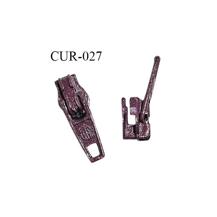 Curseur en métal 3 mm couleur prune pour glissière de 3 mm prix à la pièce