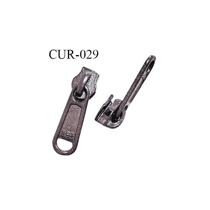 Curseur en métal 4 mm couleur prune tirant sur le marron pour glissière de 4 mm prix à la pièce