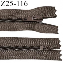 Fermeture zip 24 cm non séparable couleur marron avec glissière nylon largeur 3 cm longueur 24 cm