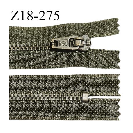 Fermeture zip 18 cm non séparable couleur vert kaki longueur 18 cm largeur 2.7 cm glissière métal couleur laiton largeur 4.5 mm