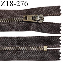 Fermeture zip 18 cm non séparable couleur marron longueur 18 cm largeur 2.7 cm glissière métal couleur laiton largeur 4.5 mm