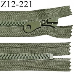 Fermeture zip moulée 12 cm non séparable couleur vert kaki largeur 3.2 cm zip nylon 12 cm largeur 6 mm prix au mètre