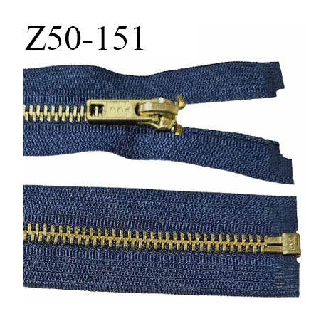 Fermeture 50 cm séparable couleur bleu marine glissière métal zip glissière couleur or largeur 6 mm longueur 50 cm