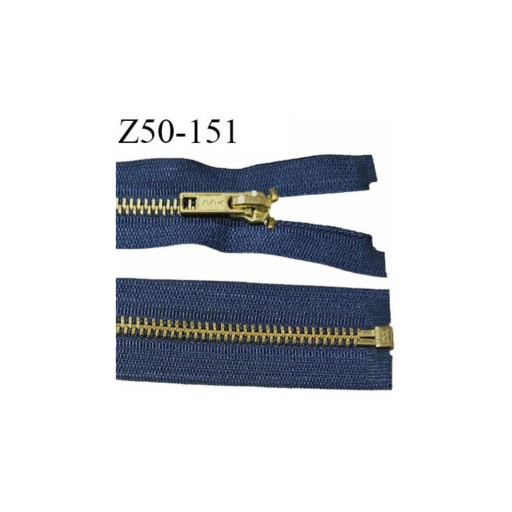 Fermeture 50 cm séparable couleur bleu marine glissière métal zip glissière couleur or largeur 6 mm longueur 50 cm