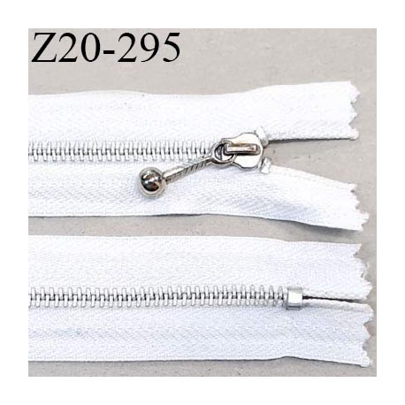 Fermeture zip 20 cm non séparable couleur naturel écru glissière nylon largeur 5 mm curseur métal couleur chrome longueur 20 cm
