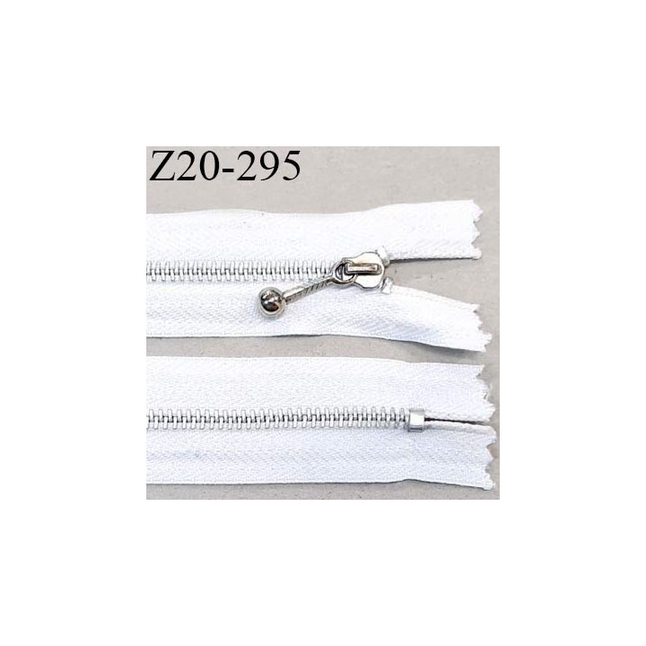 Fermeture zip 20 cm non séparable couleur naturel écru glissière nylon largeur 5 mm curseur métal couleur chrome longueur 20 cm