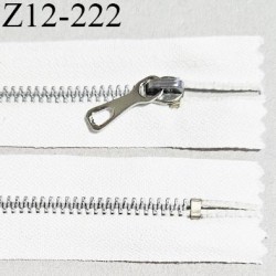 Fermeture zip 12 cm non séparable couleur blanc longueur 12 cm largeur 2.7 cm glissière métal couleur chrome