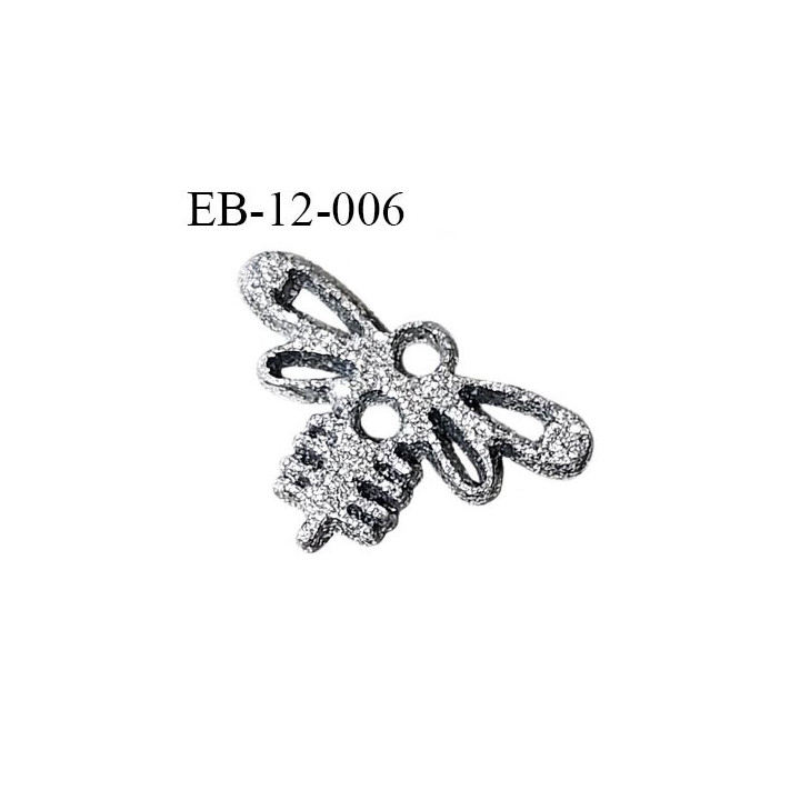 Décor en métal couleur argenté brillant motif libellule Brocéliande largeur 18 mm hauteur 12 mm épaisseur 2 mm prix à l'unité