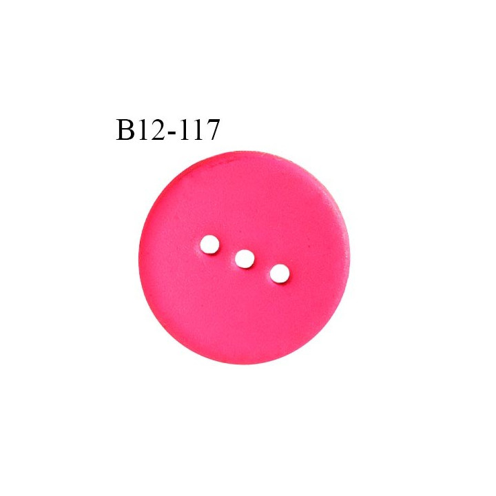 Bouton 12 mm en pvc couleur rose fluo 3 trous diamètre 12 mm épaisseur 2 mm prix à la pièce