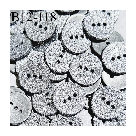Bouton 12 mm en pvc couleur argenté brillant à paillettes 3 trous diamètre 12 mm épaisseur 2 mm prix à la pièce