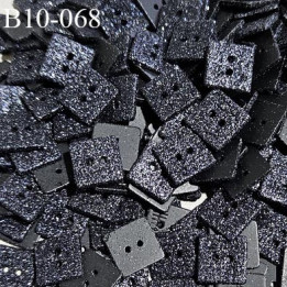 Bouton carré 10 mm couleur anthracite à paillettes 2 trous largeur 10 mm épaisseur 1 mm prix à la pièce
