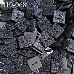 Bouton carré 10 mm couleur anthracite à paillettes 2 trous largeur 10 mm épaisseur 1 mm prix à la pièce