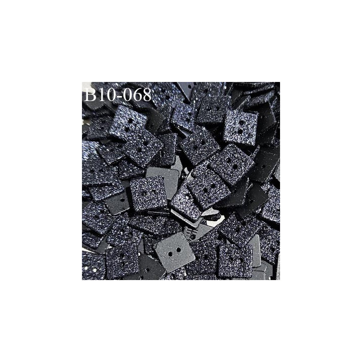 Bouton carré 10 mm couleur anthracite à paillettes 2 trous largeur 10 mm épaisseur 1 mm prix à la pièce