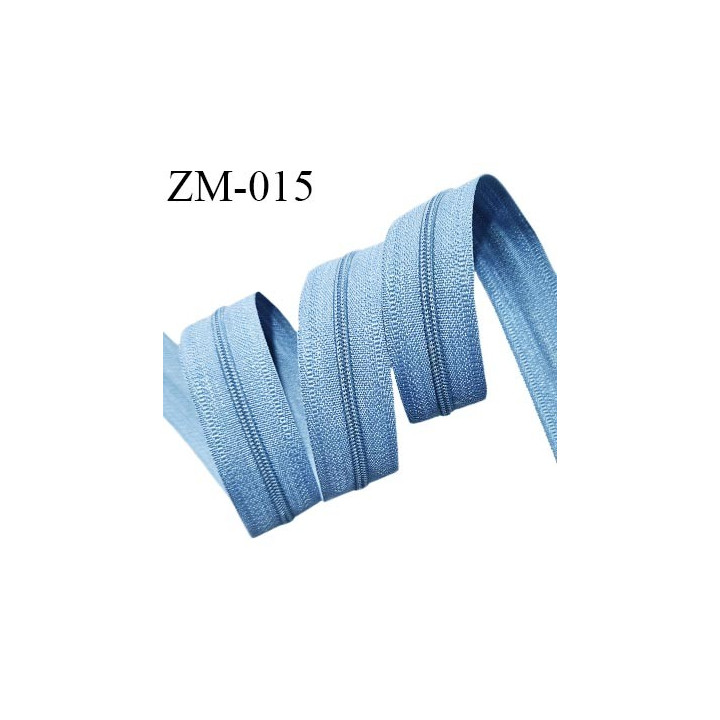 Fermeture zip au mètre couleur bleu ciel largeur 25 mm largeur du zip nylon 4 mm prix pour un mètre vendu sans curseur