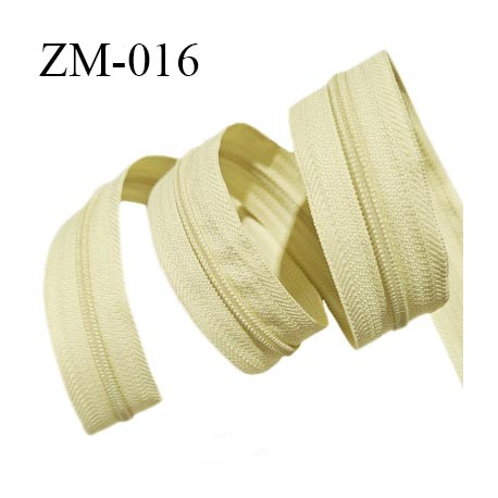 Fermeture zip au mètre couleur jaune pâle largeur 25 mm largeur du zip nylon 4 mm prix pour un mètre vendu sans curseur