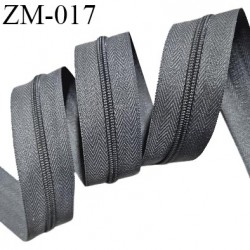 Fermeture zip au mètre couleur gris largeur 25 mm largeur du zip nylon 4 mm prix pour un mètre vendu sans curseur